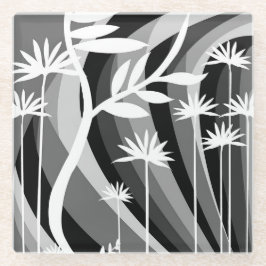 Posavasos De Vidrio Ilustracion botánico blanco y negro