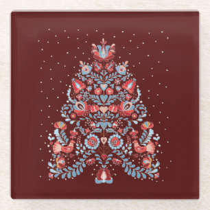 Posavasos De Vidrio Ilustracion de árbol de Navidad