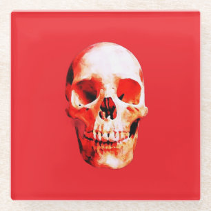 Posavasos De Vidrio Ilustracion de arte pop Skull