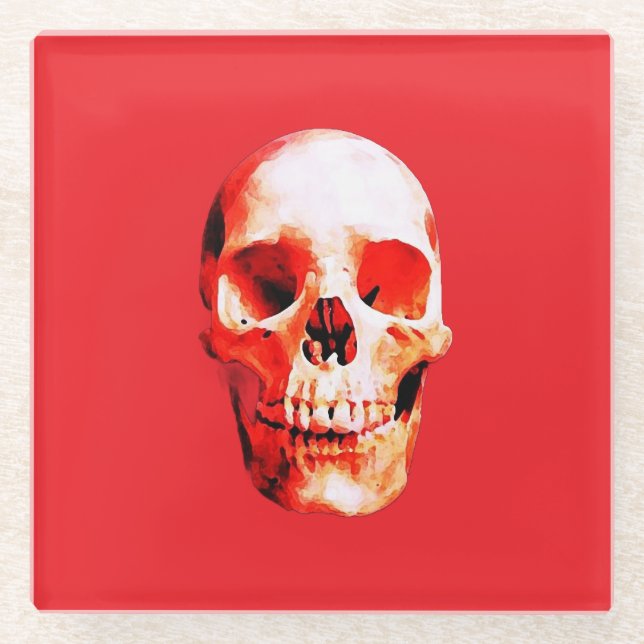 Posavasos De Vidrio Ilustracion de arte pop Skull (Anverso)