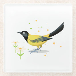Posavasos De Vidrio Ilustracion de aves - Colores de verano
