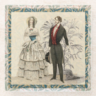 Posavasos De Vidrio Ilustración de boda victoriana vintage de 1844