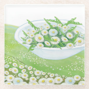 Posavasos De Vidrio Ilustracion de ensalada de primavera de Daisy y Da