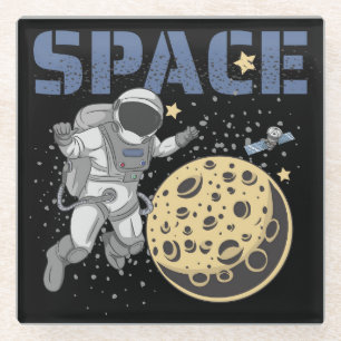 Posavasos De Vidrio Ilustracion de exploración y caminatas astronautas