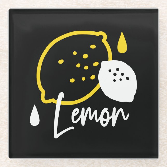 Posavasos De Vidrio Ilustracion de limón abstracto - Arte de cítricos  (Anverso)