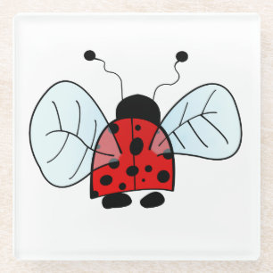 Posavasos De Vidrio Ilustración de Mariquita Adorable