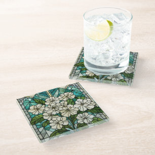 Posavasos De Vidrio Ilustracion de vidrio templado Hydrangea
