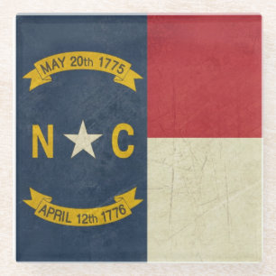 Posavasos De Vidrio Ilustracion del Grunge de Carolina del Norte