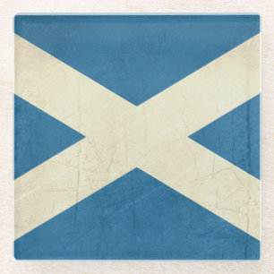 Posavasos De Vidrio Ilustracion escocés de la bandera del Grunge