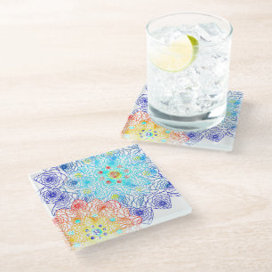 Posavasos De Vidrio Ilustracion floral de primavera