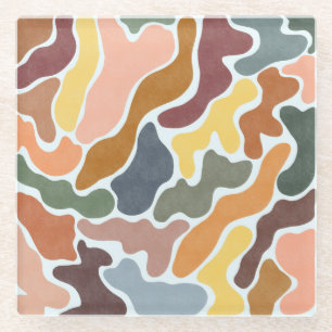 Posavasos De Vidrio Ilustración moderna abstracta en tonos terrosos.