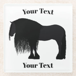 Posavasos De Vidrio Ilustracion moderno frisón de caballos