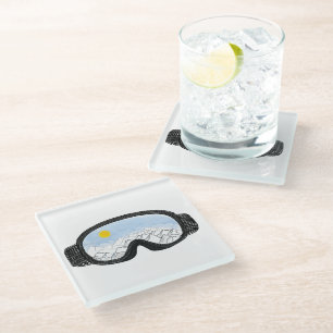 Posavasos De Vidrio Ilustracion Ski Goggles Mountain View