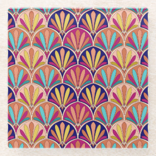 Posavasos De Vidrio Ilustracion textil tradicional indio