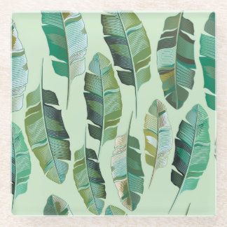 Posavasos De Vidrio Ilustracion tropical de plantas bananeras de moda