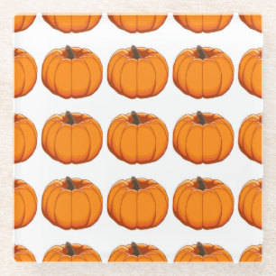 Posavasos De Vidrio Ilustracion vibrante de calabaza amarilla.