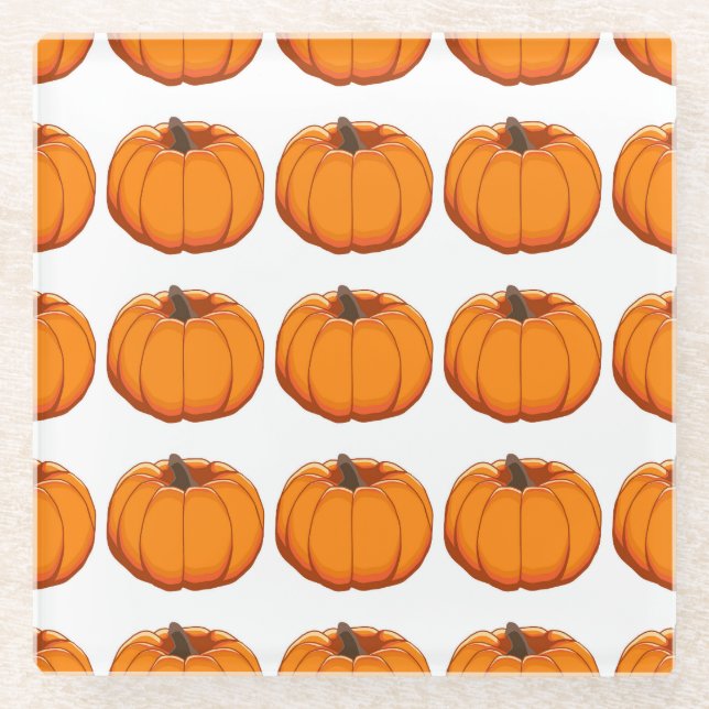 Posavasos De Vidrio Ilustracion vibrante de calabaza amarilla. (Anverso)