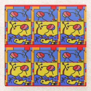 Posavasos De Vidrio Imagen con arte moderno de pescado