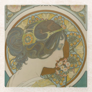 Posavasos De Vidrio Imagen de Alphonse Mucha