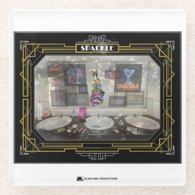 POSAVASOS DE VIDRIO IMAGEN DE NUEVA YORK SPARKLE 13 FRAME 6 BLANCO (Anverso)