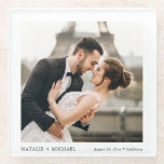 Posavasos De Vidrio Imagen moderna de matrimonio personalizado elegant<br><div class="desc">Moderna y elegante baranda de vidrio de foto de boda personalizada</div>