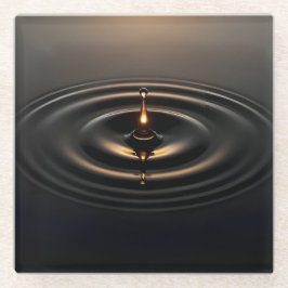 Posavasos De Vidrio Impacto dorado en la superficie viscosa