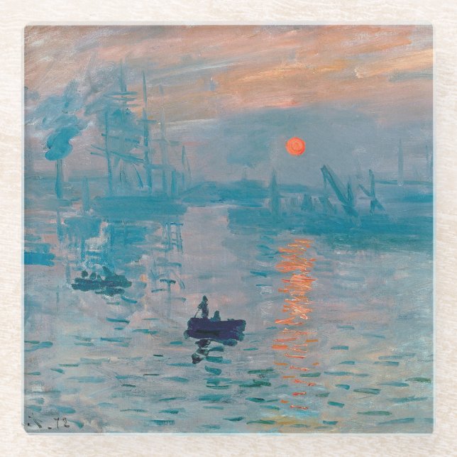 Posavasos De Vidrio Impresión Amanecer Claude Monet  (Anverso)