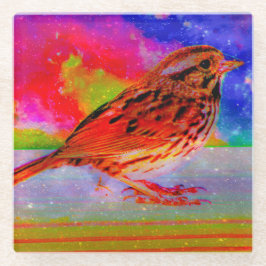 Posavasos De Vidrio Impresión artística de ensueño de aves cósmicas"