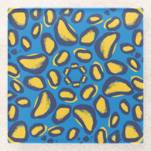 Posavasos De Vidrio Impresión colorida de leopardo, textura perfecta.