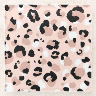 Posavasos De Vidrio Impresión de animales leopardos abstractos moderno