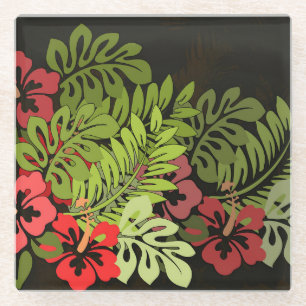 Posavasos De Vidrio Impresión de arte floral Hawaii Aloha