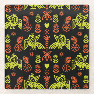 Posavasos De Vidrio Impresión de arte folclórico Phoenix Bird