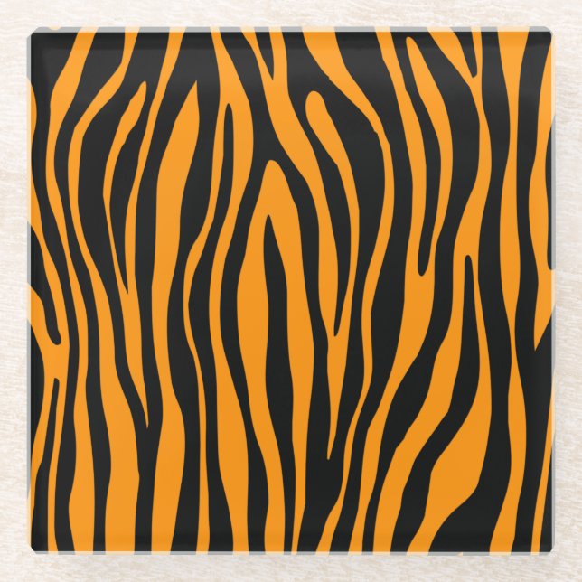 Posavasos De Vidrio Impresión de cebra Naranja Princeton (Anverso)