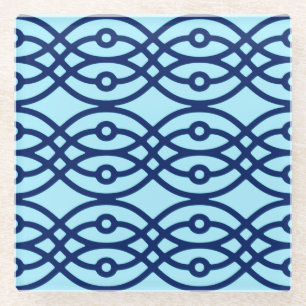 Posavasos De Vidrio Impresión de kimono, marina y azul claro