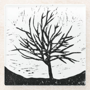 Posavasos De Vidrio Impresión de león de árbol otoñal