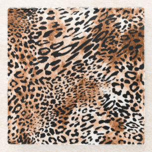 Posavasos De Vidrio Impresión de leopardo africano sin problemas
