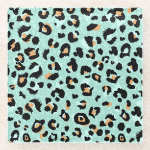 Posavasos De Vidrio Impresión de leopardo, patrón animal