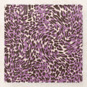 Posavasos De Vidrio Impresión de leopardo, patrón animal clásico.