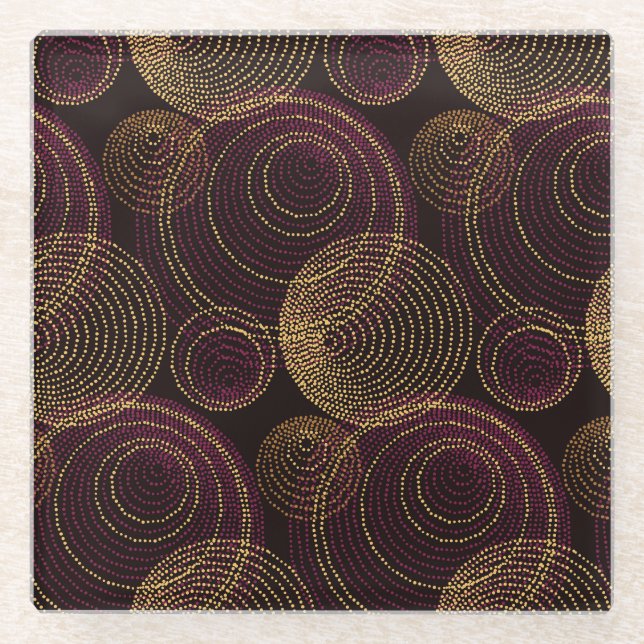 Posavasos De Vidrio Impresión geométrica de oro de lujo (Anverso)