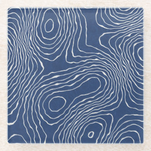 Posavasos De Vidrio Impresión orgánica topográfica de la línea terrest