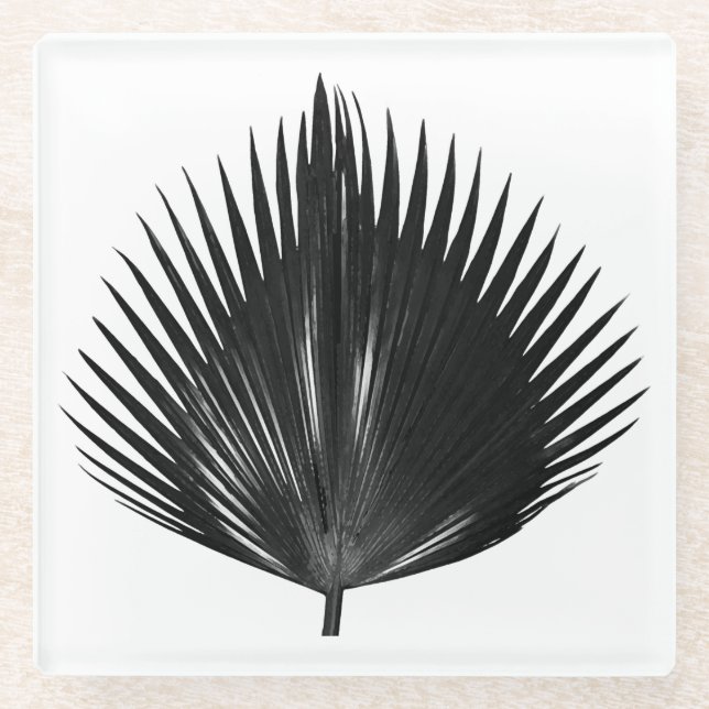 Posavasos De Vidrio Impresión tropical palmo (Anverso)