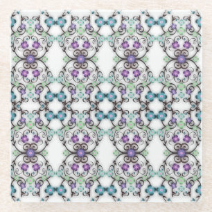 Posavasos De Vidrio Impresionante aspecto de flores azul violeta con e