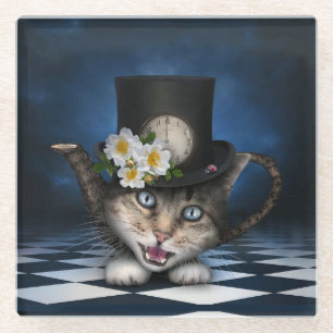 Posavasos De Vidrio Impresionante diseño caprichoso para gato de odio