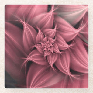 Posavasos De Vidrio Impresionante flor rosa fractal