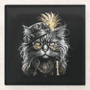 Posavasos De Vidrio Impresionante gato steampunk