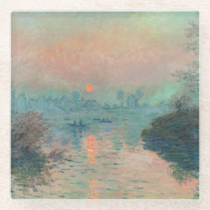 Posavasos De Vidrio Impresionismo de Monet Sunset Seine Bella Artes
