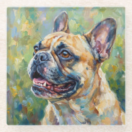 Posavasos De Vidrio Impressionist French Bulldog Art Coaster
