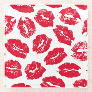Posavasos De Vidrio Imprint Kiss Red Lips: Vieja sin Marea