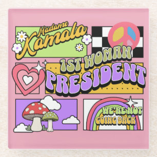 Posavasos De Vidrio Inauguración de Kamala Harris 1ra Mujer Presidenta