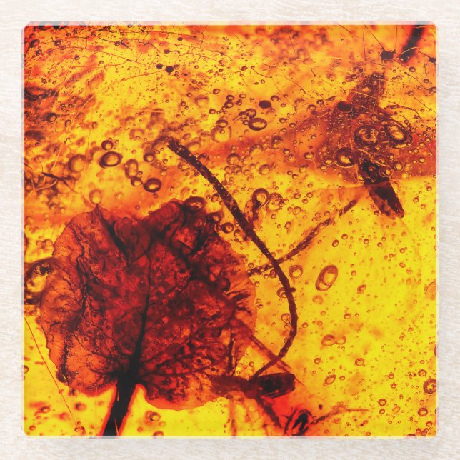 Posavasos De Vidrio Inclusiones ambarinas antiguas (Anverso)